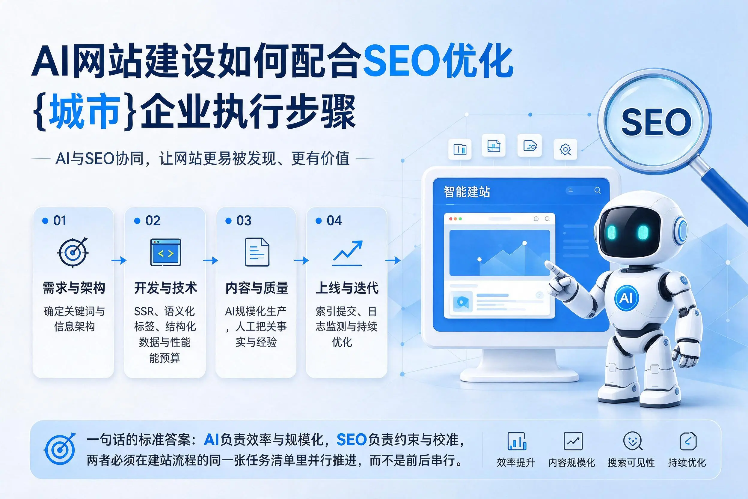 AI网站建设如何配合SEO优化,喀什企业执行步骤