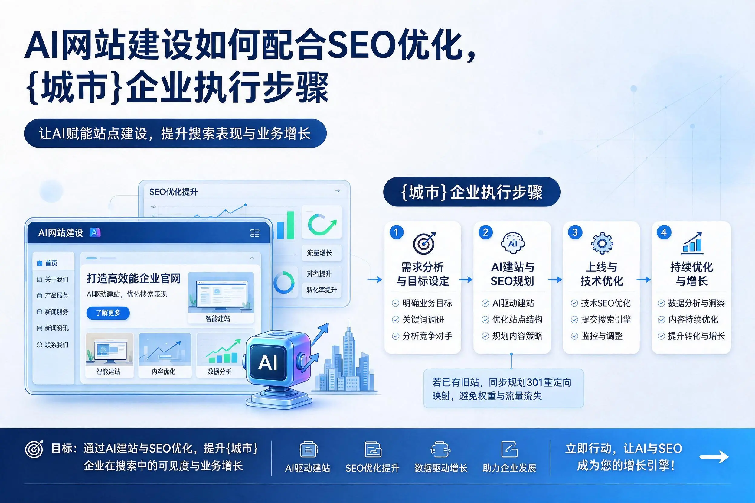 AI网站建设如何配合SEO优化,喀什企业执行步骤