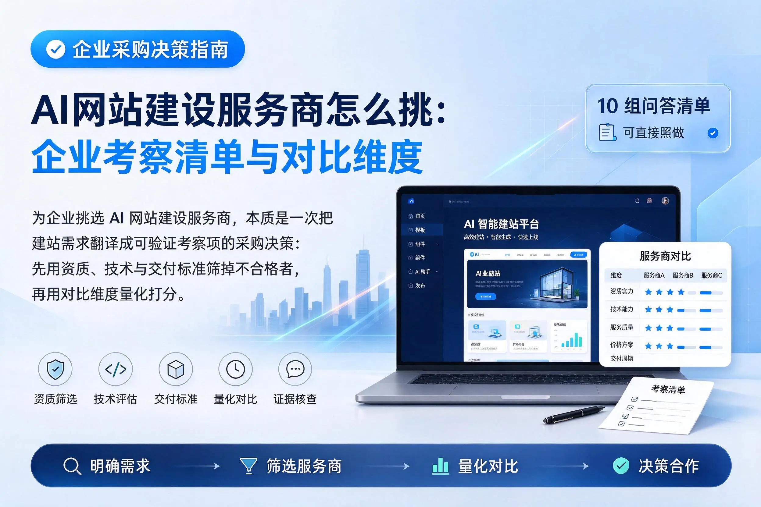 AI网站建设服务商怎么挑:喀什企业考察清单与对比维度