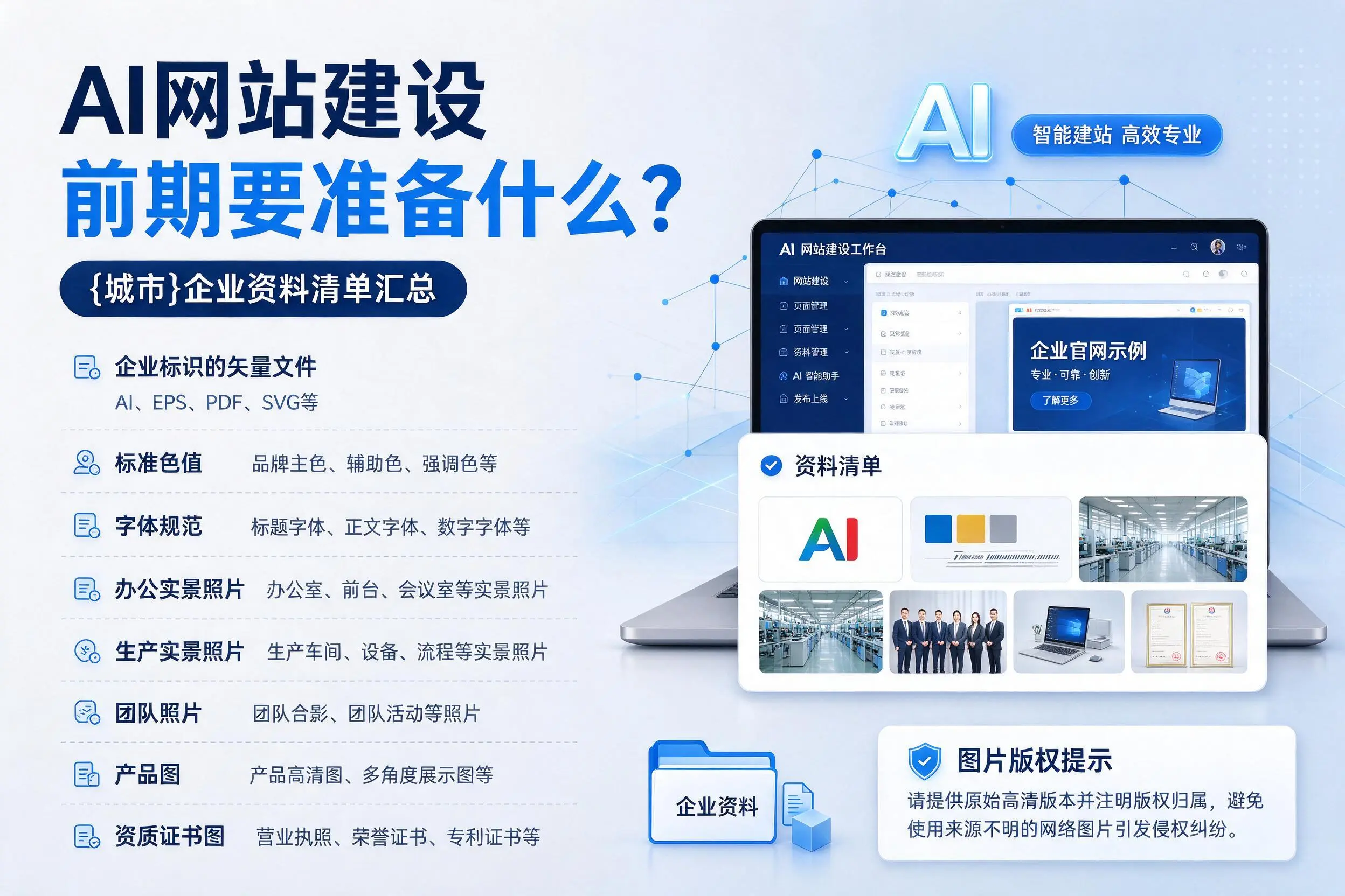AI网站建设前期要准备什么?喀什企业资料清单汇总