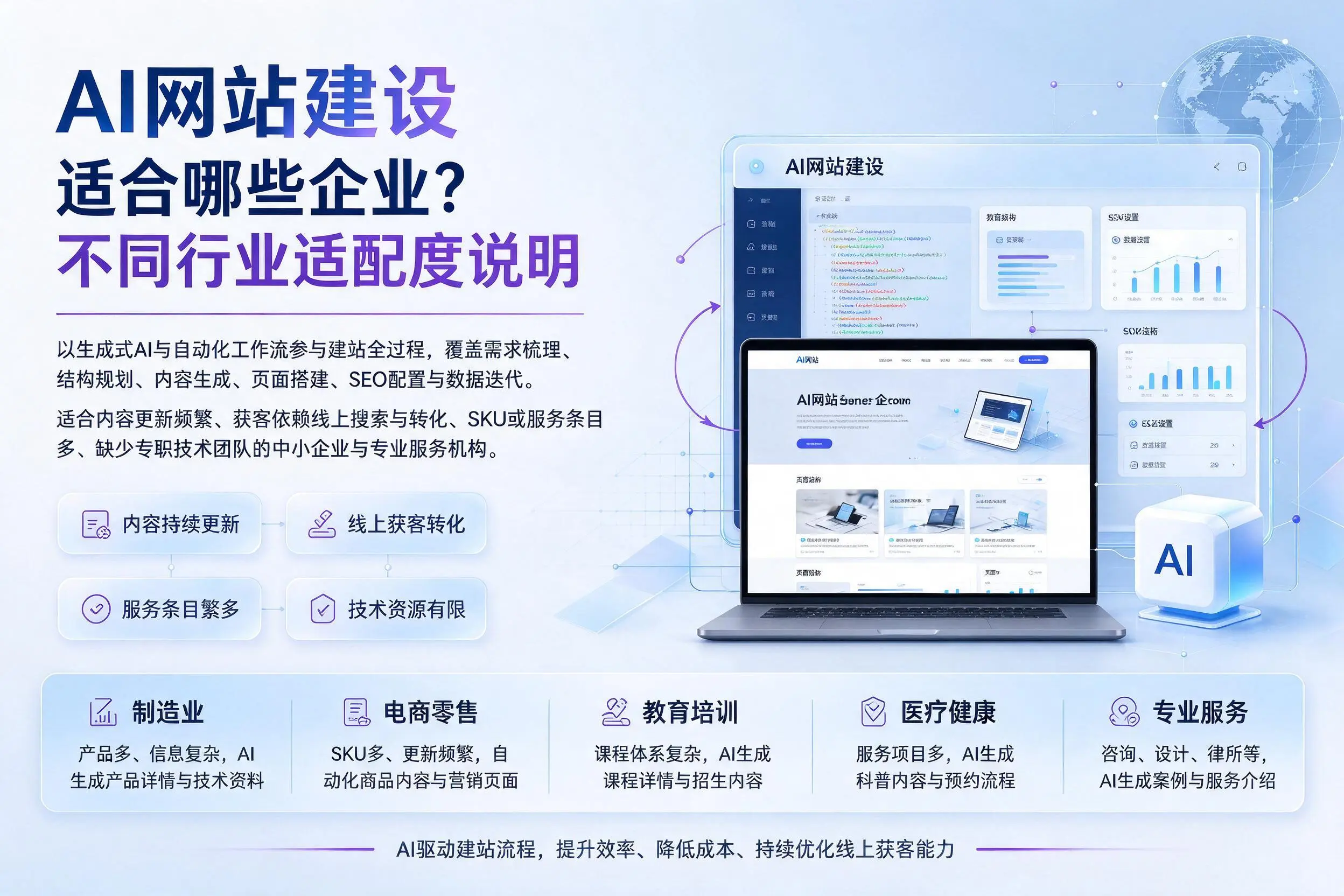 AI网站建设适合哪些企业？喀什不同行业适配度说明